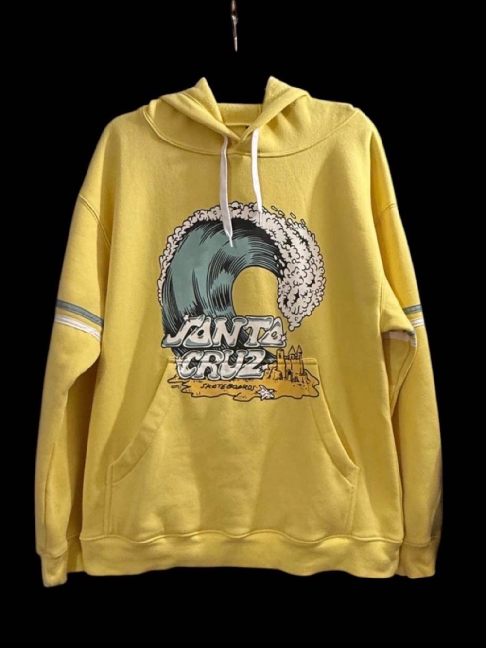 Santa Cruz Skateboards Yellow Wave Graphic Hoodie - Men's Pullover XL